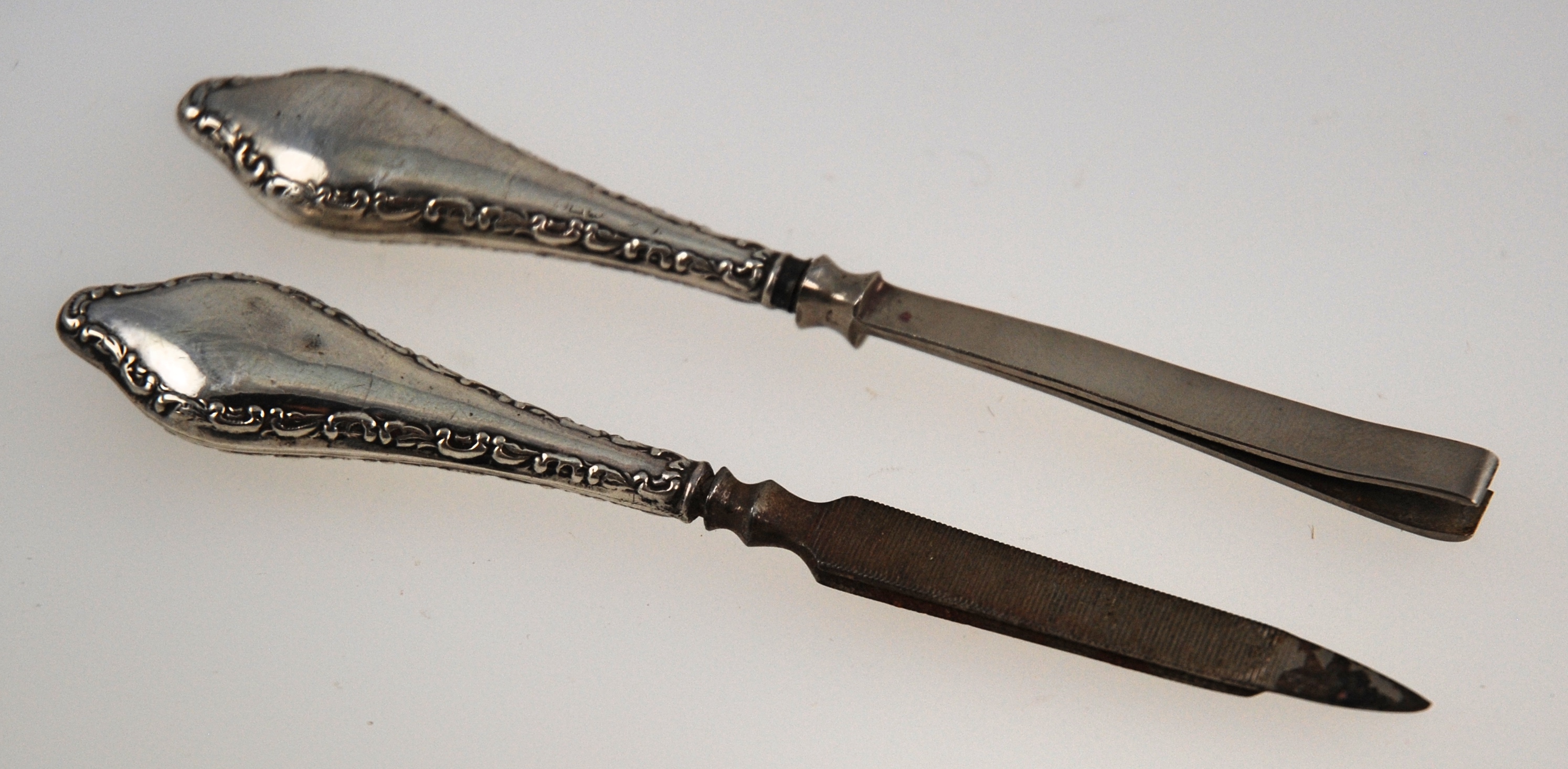 S 405 Sterling Silver Tweezers & Nail File Set 1921